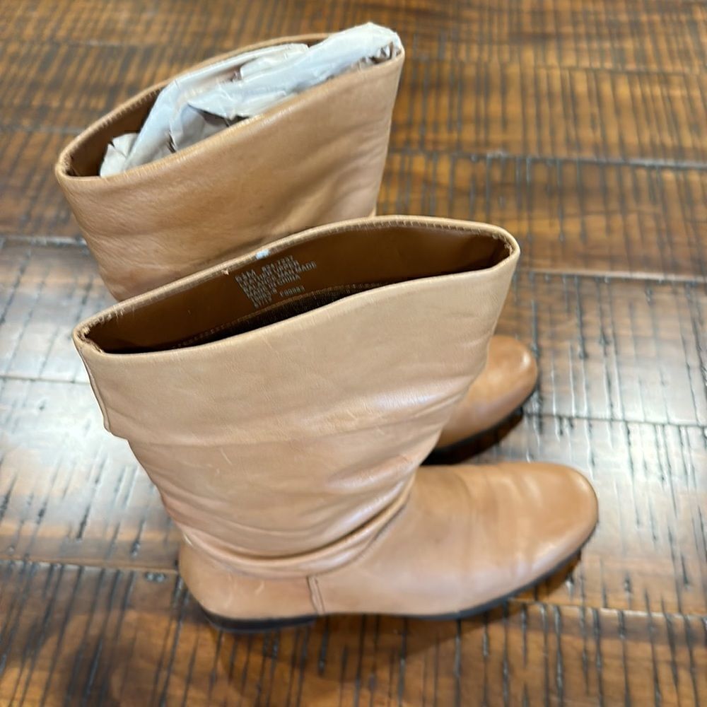 Camel tan slouch leather boots 6.5 festival - Picture 9 of 9